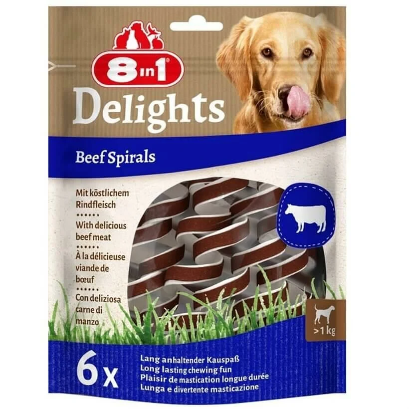 8 ın 1 - 8in1 Smart Delights Beef Spirals Biftekli Burgu Köpek Ödülü 6lı