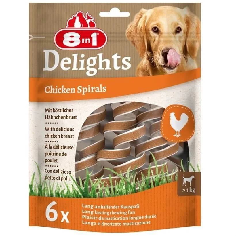 8 ın 1 - 8in1 Smart Delights Chicken Spirals Tavuklu Burgu Köpek Ödülü 6lı
