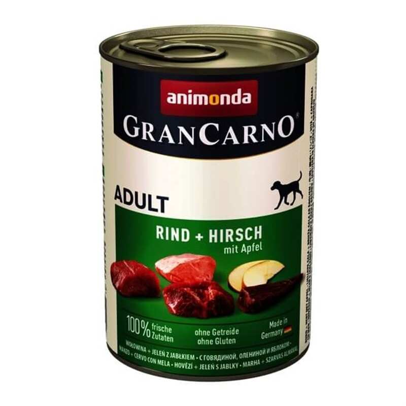 Animonda - Animonda Gran Carno Sığır ve Geyikli Elmalı Köpek Konservesi 400 Gr.