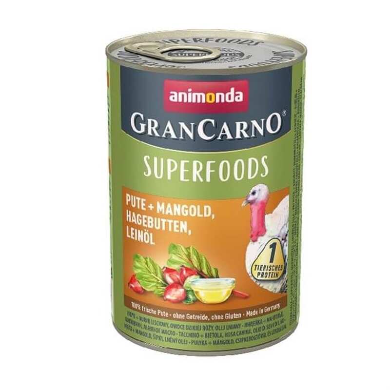 Animonda - Animonda Gran Carno Superfoods Hindi Pazı Kuşburnu Köpek Konservesi 400 Gr.