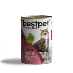 Best Pet - BESTPET SOSLU PARÇA ETLİ KUZU ETLİ KONSERVE YETİŞKİN KEDİ MAMASI 415 GR.