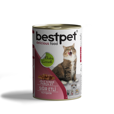 BESTPET SOSLU PARÇA ETLİ KUZU ETLİ KONSERVE YETİŞKİN KEDİ MAMASI 415 GR. - 1