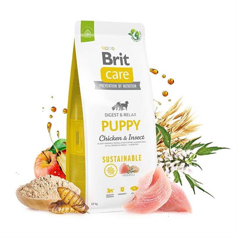 Brit Care - Brit Care Puppy Digest&Relax Tavuklu Böcek Proteinli Yavru Köpek Maması 12kg