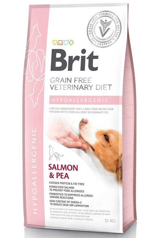 Brit GF - BRİT VETERİNARY DİET HYPO-ALLERGENİC CİLT SAĞLIĞI DESTEKLEYİCİ SOMONLU TAHILSIZ KÖPEK MAMASI 12KG