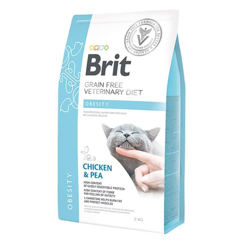 Brit GF - BRİT VETERİNARY DİET OBESİTY TAVUKLU TAHILSIZ KİLO KONTROLÜ KEDİ MAMASI 2KG