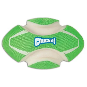 Chuckit! Max Glow Dayanıklı Kanvas Kauçuk Futbol Topu Köpek Oyuncağı Yeşil - Thumbnail