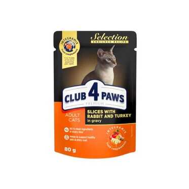 Club4Paws - Club4Paws Tavşan Hindi Selection Kedi Maması 80 Gr