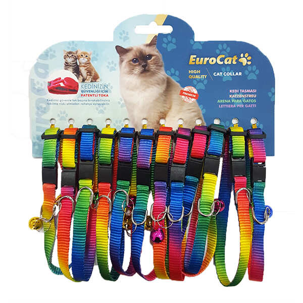 EUROCAT - EuroCat Gökkuşağı Renkli Çıngıraklı Kedi Boyun Tasması 1 Adet