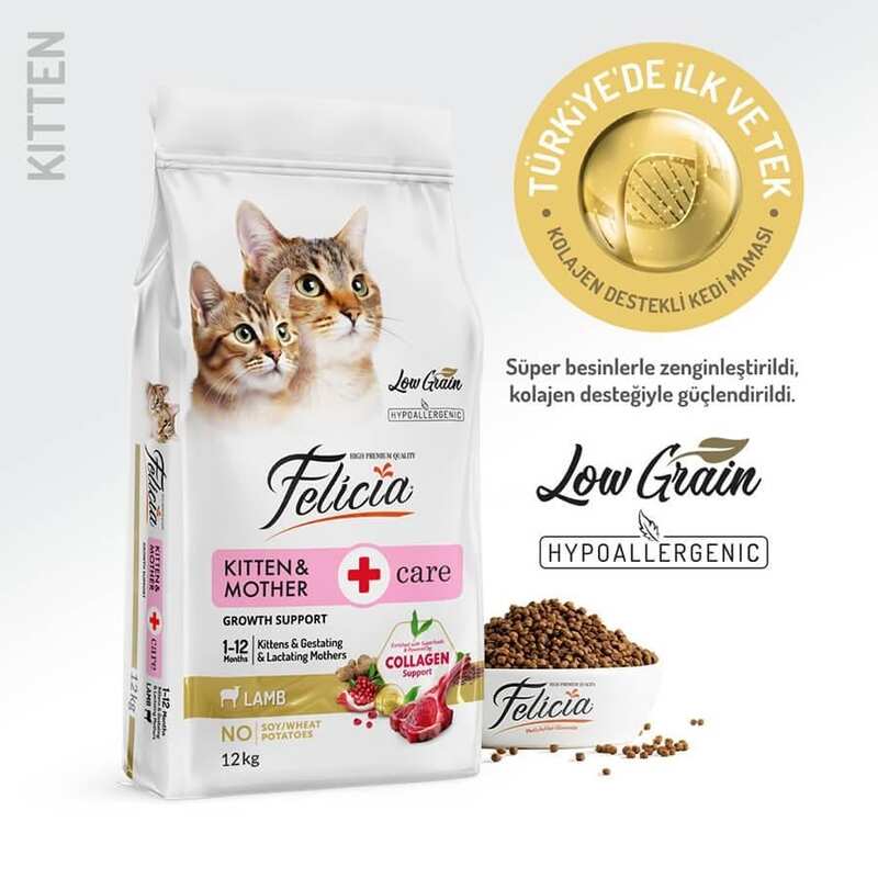 Felicia - Felicia Düşük Tahıllı Kuzulu Hypoallergenic Yavru Kedi Maması 12 Kg.