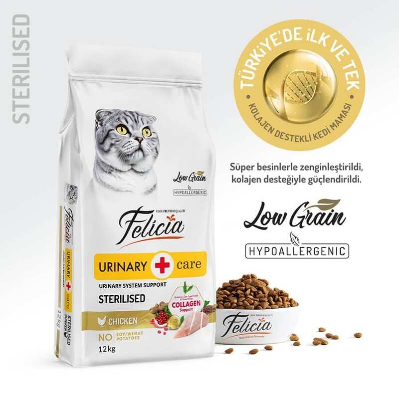 Felicia - Felicia Düşük Tahıllı Sterilised Tavuklu Hypoallergenic Kedi Maması 12 Kg.