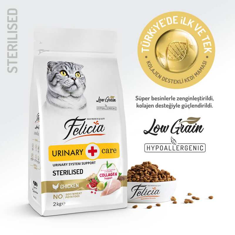 Felicia - Felicia Düşük Tahıllı Sterilised Tavuklu HypoAllergenic Kedi Maması 2 Kg.