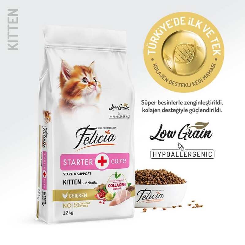 Felicia - Felicia Düşük Tahıllı Tavuklu Hypoallergenic Yavru Kedi Maması 12 Kg.