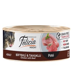 Felicia - Felicia Tahılsız Kıyılmış Biftekli Tavuklu Yetişkin Kedi Konservesi 85 Gr.