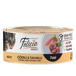 Felicia - Felicia Tahılsız Kıyılmış Ciğerli Tavuklu Yetişkin Kedi Konservesi 85 Gr.