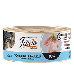 Felicia - Felicia Tahılsız Kıyılmış Ton Balıklı Tavuklu Yetişkin Kedi Konservesi 85 Gr.