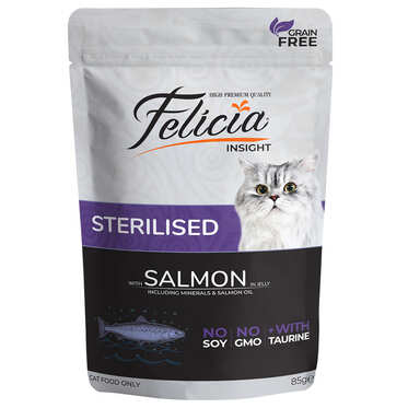 Felicia - Felicia Tahılsız Sterilised Somonlu Yaş Kedi Maması 85 Gr.