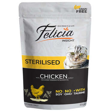 Felicia - Felicia Tahılsız Sterilised Tavuklu Yaş Kedi Maması 85 Gr.