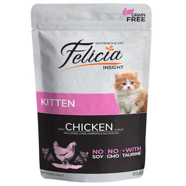 Felicia - Felicia Tahılsız Yavru Tavuklu Yaş Kedi Maması 85 Gr.