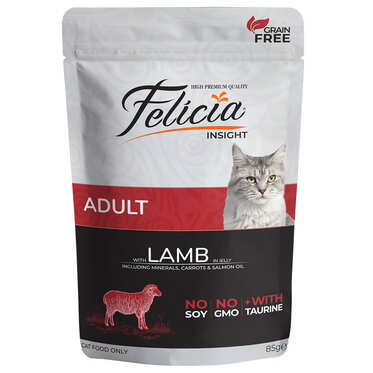 Felicia - Felicia Tahılsız Yetişkin Kuzu Etli Yaş Kedi Maması 85 Gr.