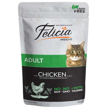 Felicia - Felicia Tahılsız Yetişkin Tavuklu Yaş Kedi Maması 85 Gr.