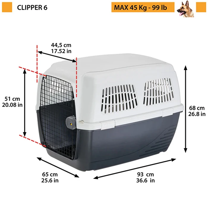 Ferplast - Ferplast Clipper 6 Plus Kedi Köpek Taşıma Kafesi 93x65x68cm (1)