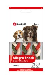 Flamingo - Flamingo Allegro Snack Renkli Örgülü Tavuklu Dental Köpek Ödül 90 Gr