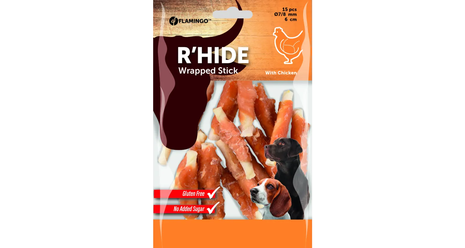 FLAMİNGO R'HIDE STICK WITH CHICKEN 7/8MM 6 CM 15 PCS 100 GR - Thumbnail