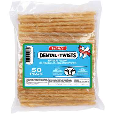 Freshy - Freshy Dental Twists - Naturel Burgu Çubuk - 50'li Maxi Paket