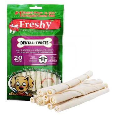 Freshy - Freshy Dental Twists Sütlü Burgu Köpek Çiğneme Kemiği 20 Adet