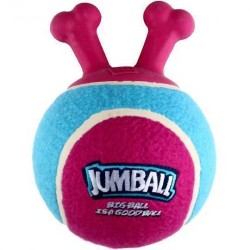 GİGwi - Gigwi Jumball Tutma Saplı Tenis Topu Köpek Oyuncağı Pembe Mavi 14 Cm Size S