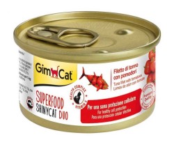 GimCat - Gimcat Shinycat Super Food Fileto Tuna Balıklı Domatesli Kedi Konservesi 70 Gr.​