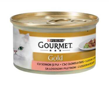 Pro Plan - Gourmet Gold Parça Etli Soslu Somonlu Ve Tavuklu Kedi Konservesi 85 Gr.