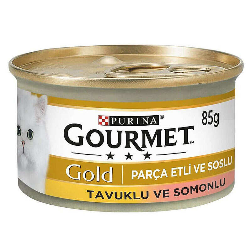 Gourmet Gold Parça Etli Soslu Somonlu Ve Tavuklu Kedi Konservesi 85 Gr.