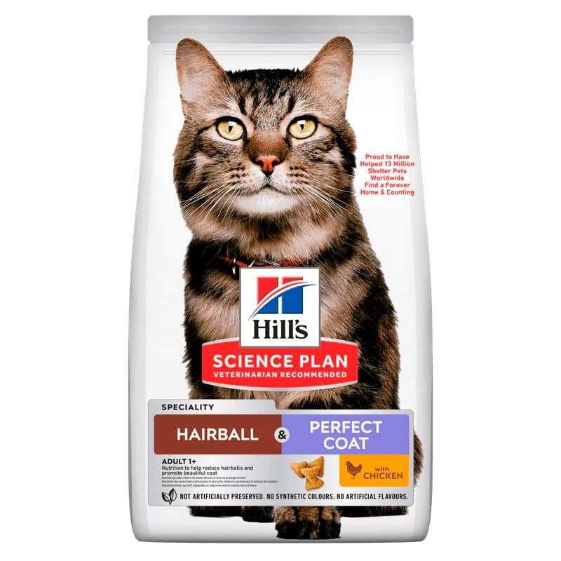 Hills - Hills Antihairball & Perfect Coat Tavuklu Kedi Maması 1.5 Kg