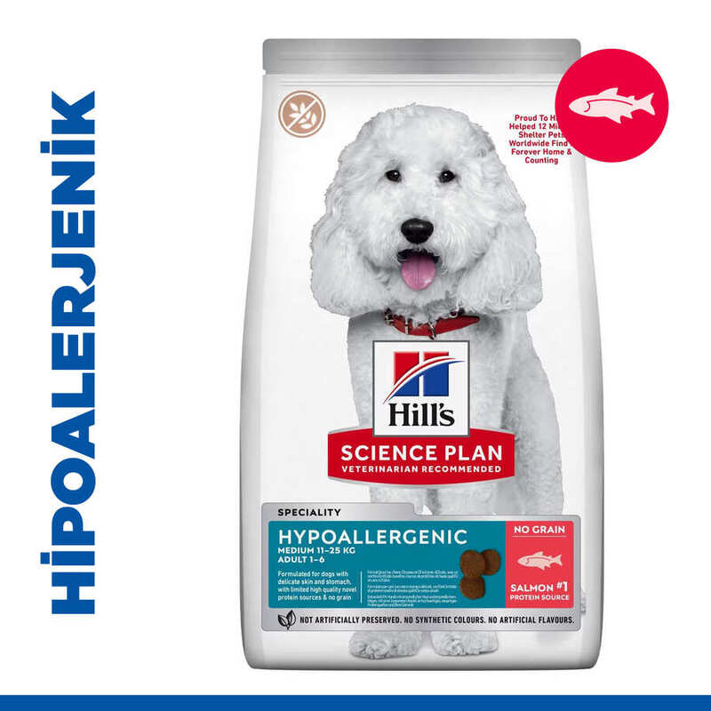 Hills - Hills Hypoallergenic Medium Adult Somonlu Orta Irk Yetişkin Köpek Maması 2,5 Kg