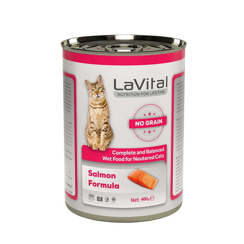 LaVital - Kısırlaştırılmış Kediler İçin Somon Etli Püre / Kısırlaştırılmış Kediler İçin Tam Ve Dengeli Yaş Mama 400 Gr.