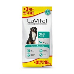 LaVital - Lavital Somonlu Büyük Irk Maxı Adult Köpek Maması 12 + 3 Kg.