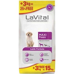 LaVital - Lavital Maxi Puppy Büyük Irk Yavru Köpek Maması Kuzu Etli 12 + 3 Kg.