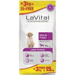 Lavital Maxi Puppy Büyük Irk Yavru Köpek Maması Kuzu Etli 12 + 3 Kg. - Thumbnail