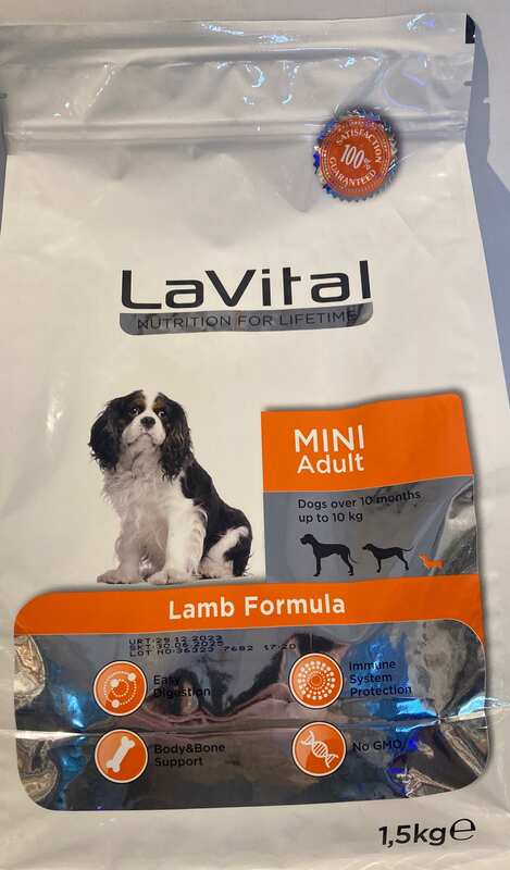 LaVital - Lavital Mini Adult Lamb Formula Küçük Irk Köpekler İçin Kuzulu Mama 1,5 Kg.