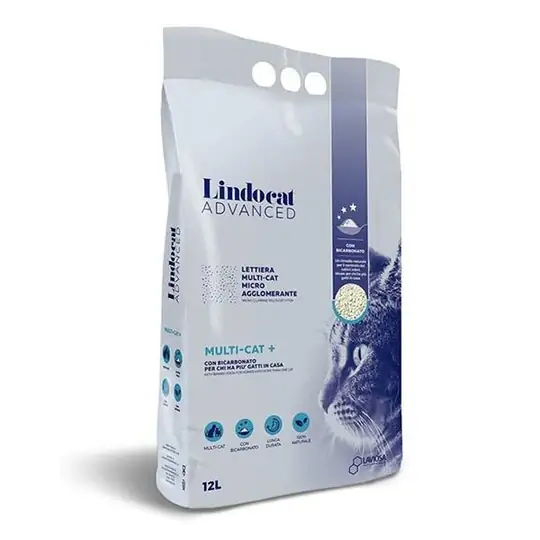 LİNDO - Lindocat Advanced Multicat Parfümsüz Koku Önleyici ve Ekstra Güçlü Topaklanan Kedi Kumu 12L