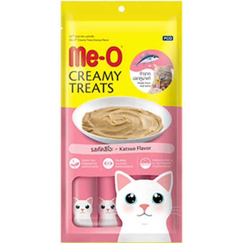 Me-O - Meo Kremalı Çizgili Orkinos Balıklı Kedi Sıvı Ödül Maması 4x15 Gr.