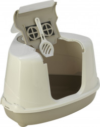 Moderna - Moderna Flip Köşeli Filtreli Kapalı Kedi Tuvalet Kabı Gri 56 Cm