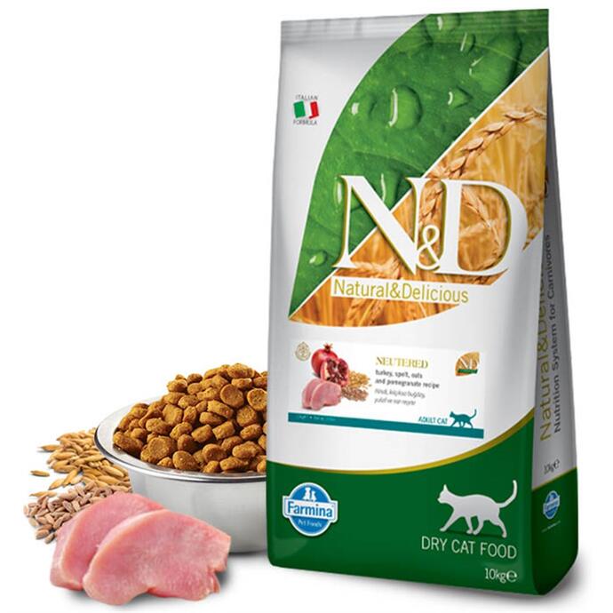 N&D Az Tahıllı Hindi Etli Kısırlaştırılmış Kedi Maması 10 Kg. - 1