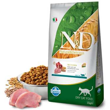 N&D L.GRAIN - N&D Az Tahıllı Hindi Etli Kısırlaştırılmış Kedi Maması 10 Kg.
