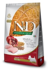 N&D L.GRAIN - N&D Düşük Tahıllı Senior Tavuklu Küçük Irk Yaşlı Köpek Maması 2.5 Kg.