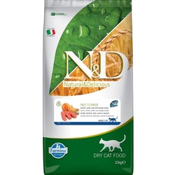 N&D - N&D Ocean Düşük Tahıllı Somonlu Kısırlaştırılmış Kedi Maması 10 Kg. (1)