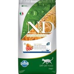 N&D OCEAN - N&D Ocean Düşük Tahıllı Somonlu Kısırlaştırılmış Kedi Maması 10 Kg.