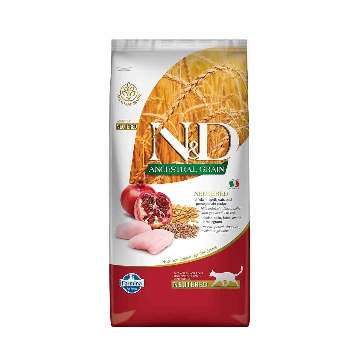 N&D L.Graın Düşük Tahıllı Tavuklu Ve Narlı Kısırlaştırılmış Kedi Maması 10 Kg. - 1