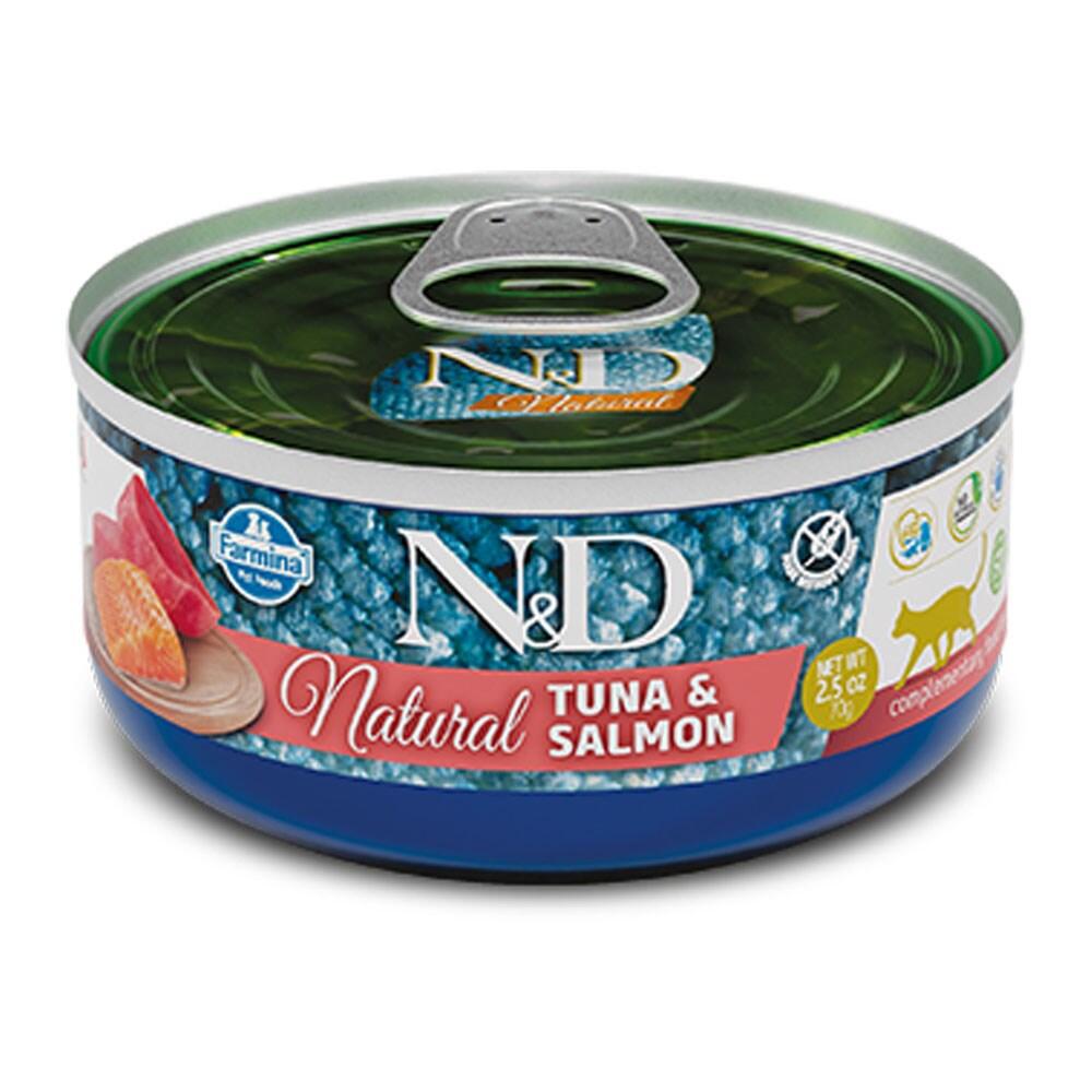 N&D Natural Tuna Ve Somon Balıklı Yetişkin Kedi Konservesi 70 Gr - 1